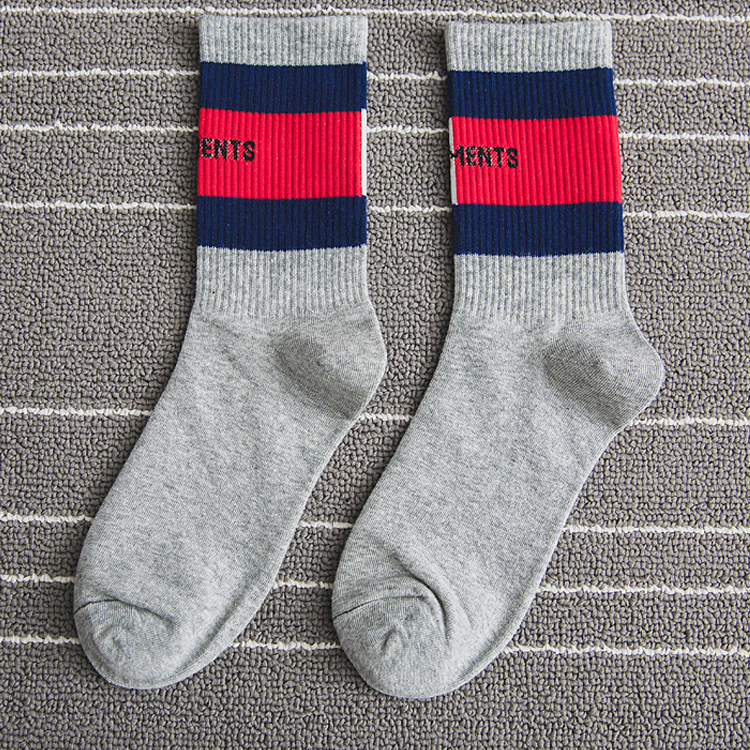 Cotton Socks For Men And Women Slide Motion Striped Letters Socks Socks Couple